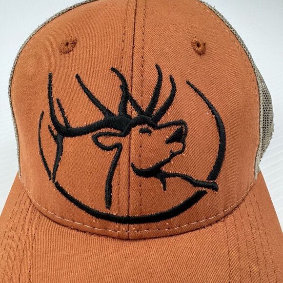 RMEF Trucker Hat Rocky Mountain Elk Foundation Orange Mesh Snapback Outdoor Cap - Picture 2 of 9